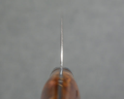 Yoshimi Kato R2/SG2 Black Damascus 240mm Gyuto with Polished Flowing Amber Acrylic Handle