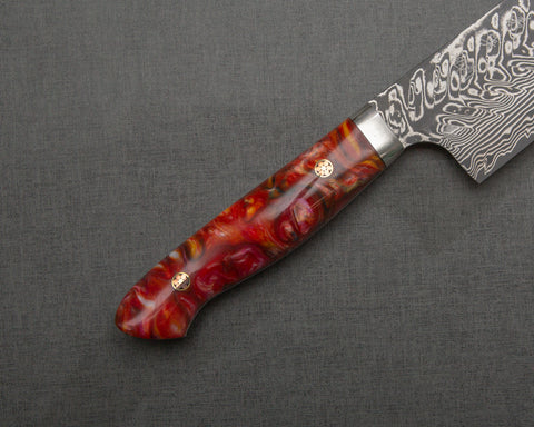 Yoshimi Kato R2/SG2 Black Damascus 240mm Gyuto with Polished Carnelian Acrylic Handle