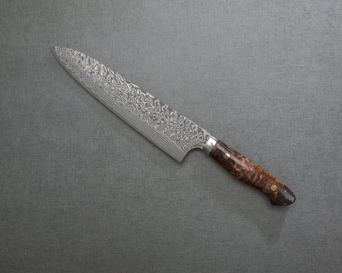 Yoshimi Kato R2/SG2 Black Damascus 240mm Gyuto with Polished Bronzite Acrylic Handle