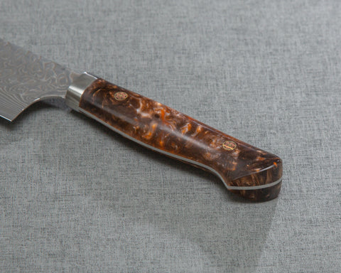 Yoshimi Kato R2/SG2 Black Damascus 240mm Gyuto with Polished Bronzite Acrylic Handle