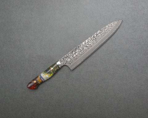 Yoshimi Kato R2/SG2 Black Damascus 240mm Gyuto with Polished Ujikintoki Acrylic Handle