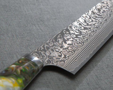 Yoshimi Kato R2/SG2 Black Damascus 240mm Gyuto with Polished Ujikintoki Acrylic Handle