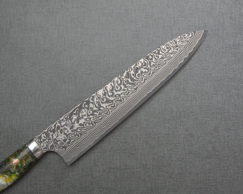 Yoshimi Kato R2/SG2 Black Damascus 240mm Gyuto with Polished Ujikintoki Acrylic Handle