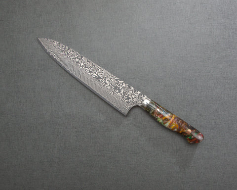 Yoshimi Kato R2/SG2 Black Damascus 240mm Gyuto with Polished Ujikintoki Acrylic Handle