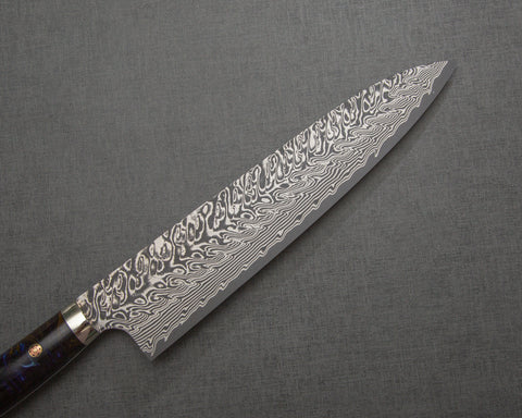 Yoshimi Kato R2/SG2 Black Damascus 240mm Gyuto with Polished Galaxy Acrylic Handle