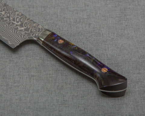 Yoshimi Kato R2/SG2 Black Damascus 240mm Gyuto with Polished Galaxy Acrylic Handle