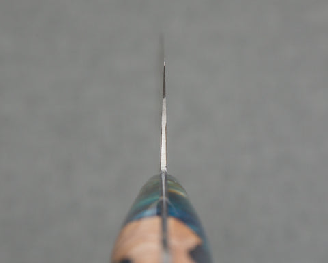 Yoshimi Kato R2/SG2 Black Damascus 240mm Gyuto with Stabilized Wood / Polished Shattuckite Acrylic Handle