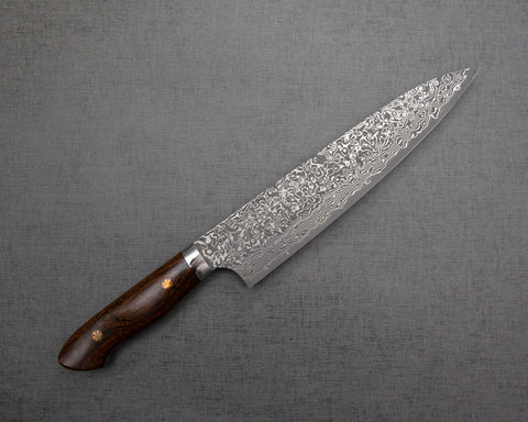 Yoshimi Kato R2/SG2 Black Damascus 240mm Gyuto with Ironwood Handle