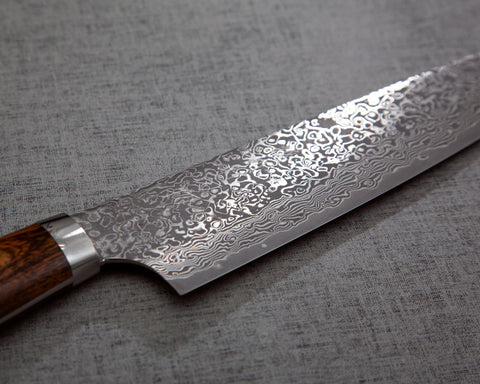 Yoshimi Kato R2/SG2 Black Damascus 240mm Gyuto with Ironwood Handle