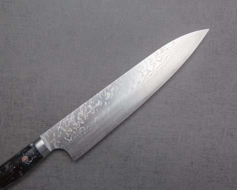 Yoshimi Kato R2/SG2 Diamond Damascus 210mm Gyuto with Polished Black & White Acrylic Handle
