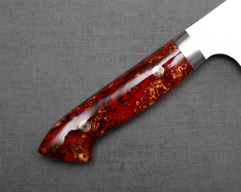 Yoshimi Kato R2/SG2 Diamond Damascus 210mm Gyuto with Polished Red Lava Acrylic Handle