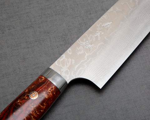 Yoshimi Kato R2/SG2 Diamond Damascus 210mm Gyuto with Polished Red Lava Acrylic Handle