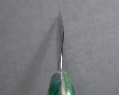 Yoshimi Kato R2/SG2 Diamond Damascus 240mm Gyuto with Polished Lime Green Acrylic Handle