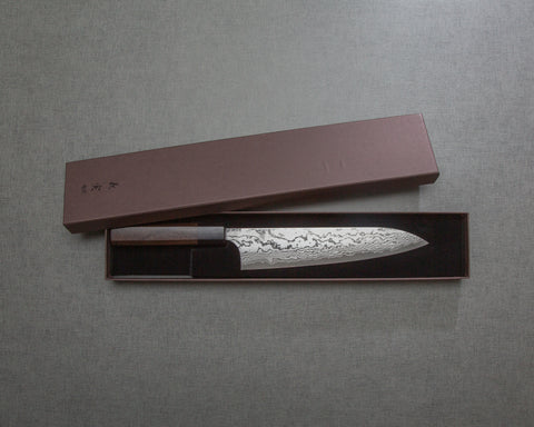 Yoshimi Kato VG10 Damascus 210mm Gyuto with Rosewood Wa-Handle
