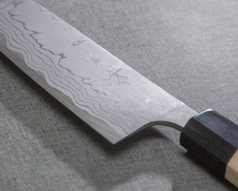 Masakage "Shimo" Shirogami #2 Damascus 165mm Santoku