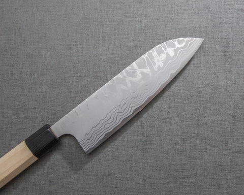 Masakage "Shimo" Shirogami #2 Damascus 165mm Santoku