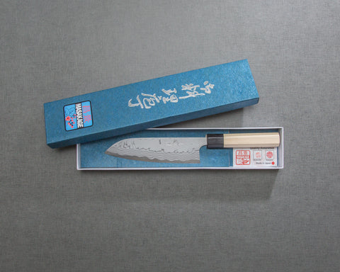 Masakage "Shimo" Shirogami #2 Damascus 165mm Santoku