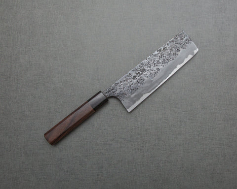 Kisuke Aogami #1 Hon-Warikomi Kurouchi Tsuchime 165mm Nakiri with Rosewood Handle