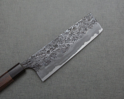 Kisuke Aogami #1 Hon-Warikomi Kurouchi Tsuchime 165mm Nakiri with Rosewood Handle