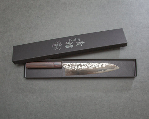 Kisuke ATS-34 Warikomi Tsuchime 210mm Gyuto with Rosewood Handle