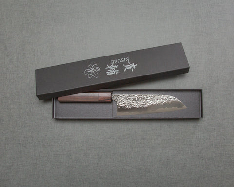 Kisuke ATS-34 Warikomi Tsuchime 165mm Santoku with Rosewood Handle