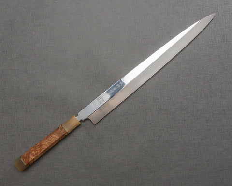 Akiharu Mizuno "Tantetsu Goma" Shirogami #2 Honyaki Double-Side Mirror Ripple 360mm Yanagiba