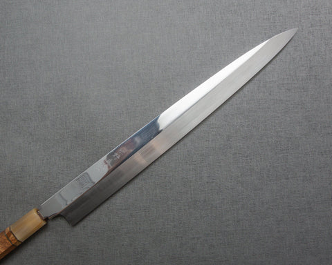 Akiharu Mizuno "Tantetsu Goma" Shirogami #2 Honyaki Double-Side Mirror Ripple 360mm Yanagiba