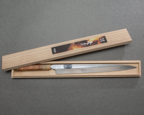 Akiharu Mizuno "Tantetsu Goma" Shirogami #2 Honyaki Double-Side Mirror Ripple 360mm Yanagiba