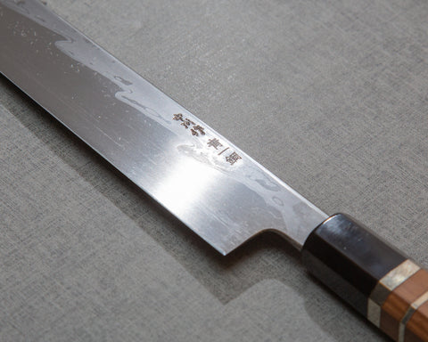 Nakakawa Aogami #1 大馬士革 330 毫米柳葉,帶 Lignum Vitae 手柄和 Saya