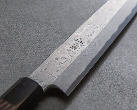 Nigara "Anmon" Aogami #2 Kurosome Damascus 240mm Yanagiba