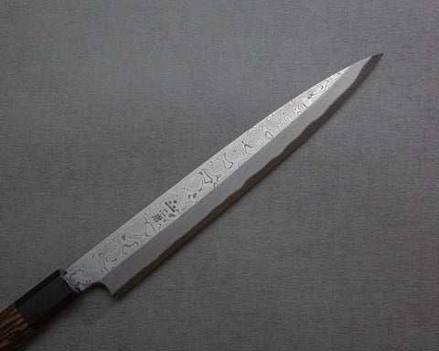 Nigara "Anmon" Aogami #2 Kurosome Damascus 240mm Yanagiba