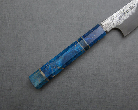 Nigara Honyaki Aogami #2 300mm Sujihiki with Blue Stabilized Wood Handle