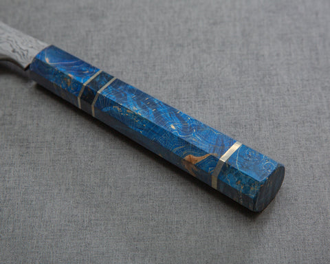 Nigara Honyaki Aogami #2 300mm Sujihiki with Blue Stabilized Wood Handle