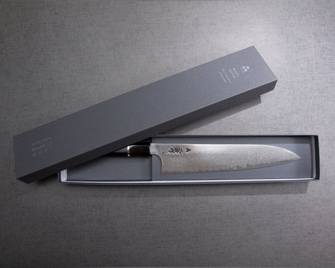 Nigara "Anmon" SRS-13 Blasting Damascus 240mm Gyuto with Premium Ebony Double-Ginmaki Handle