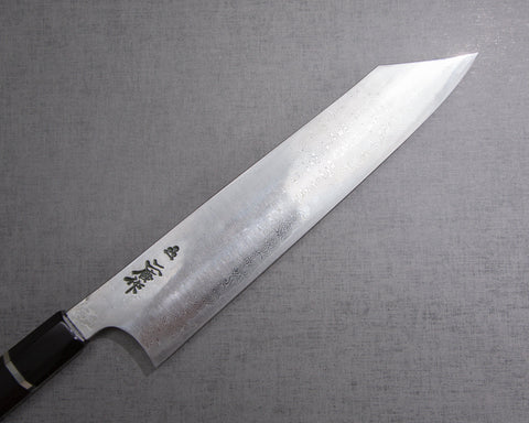 Nigara「Anmon」SRS13 爆破大馬士革 240 毫米 Kiritsuke Gyuto 配高級烏木雙銀卷手柄
