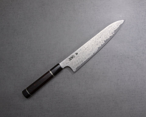 Nigara "Anmon" SRS13 Kurosome Damascus 240mm Gyuto with Premium Ebony Double-Ginmaki Handle