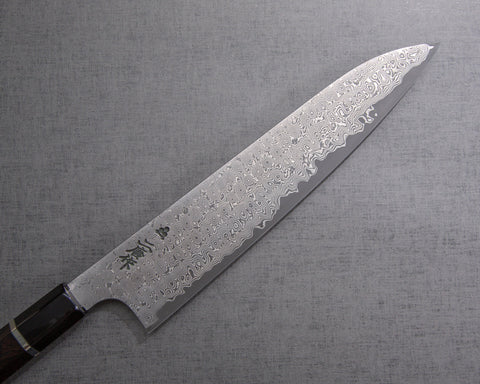 Nigara "Anmon" SRS-13 Kurosome Damascus 240mm Gyuto with Premium Ebony Double-Ginmaki Handle