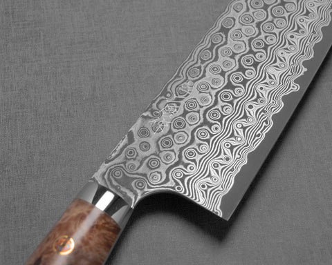 Nigara "Anmon" R2/SG2 49 Layers Kurosome Damascus Kiritsuke Nakiri with Maplewood Handle