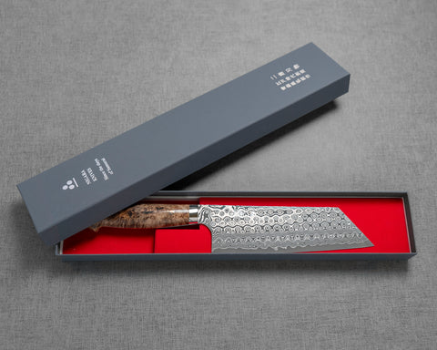 Nigara "Anmon" R2/SG2 49 Layers Kurosome Damascus Kiritsuke Nakiri with Maplewood Handle