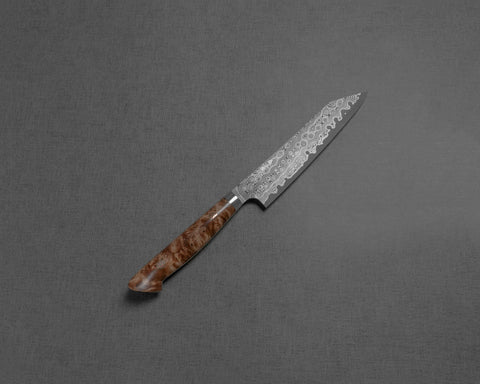 Nigara "Anmon" R2/SG2 49 Layers Kurosome Damascus 135mm Kiritsuke Petty with Maplewood Handle