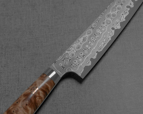 Nigara "Anmon" R2/SG2 49 Layers Kurosome Damascus 135mm Kiritsuke Petty with Maplewood Handle