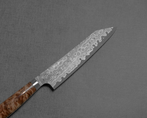Nigara "Anmon" R2/SG2 49 Layers Kurosome Damascus 135mm Kiritsuke Petty with Maplewood Handle