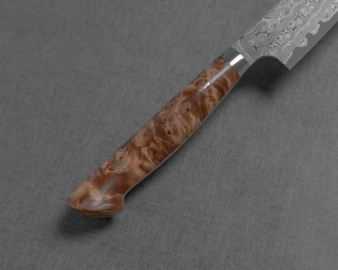 Nigara "Anmon" R2/SG2 49 Layers Kurosome Damascus 135mm Kiritsuke Petty with Maplewood Handle