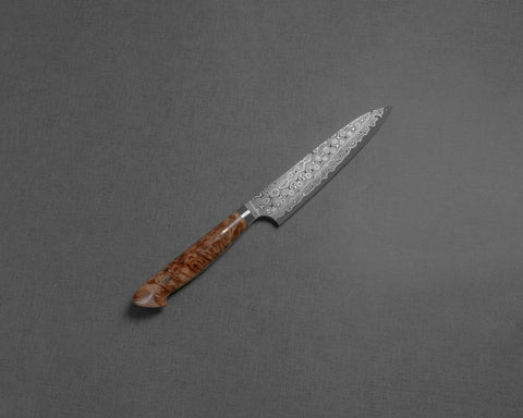 Nigara "Anmon" R2/SG2 49 Layers Kurosome Damascus 135mm Petty with Maplewood Handle