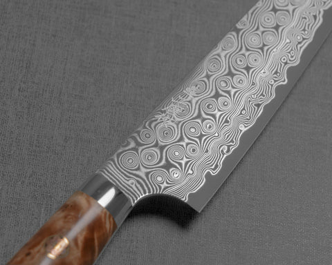 Nigara "Anmon" R2/SG2 49 Layers Kurosome Damascus 135mm Petty with Maplewood Handle