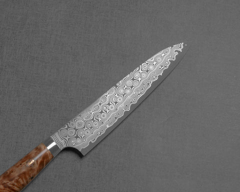 Nigara "Anmon" R2/SG2 49 Layers Kurosome Damascus 135mm Petty with Maplewood Handle