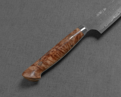 Nigara "Anmon" R2/SG2 49 Layers Kurosome Damascus 135mm Petty with Maplewood Handle