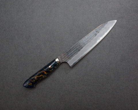 Nigara R2/SG2 Tsuchime Kurouchi 210mm Gyuto with Polished Azurite Malachite Acrylic Handle