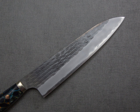 Nigara R2/SG2 Tsuchime Kurouchi 210mm Gyuto with Polished Azurite Malachite Acrylic Handle