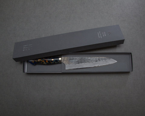 Nigara R2/SG2 Tsuchime Kurouchi 210mm Gyuto with Polished Azurite Malachite Acrylic Handle